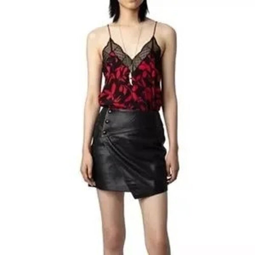 Zadig & Voltaire NWT Junko Biker Leather Skirt in Black Size EU40/US L MSRP $598